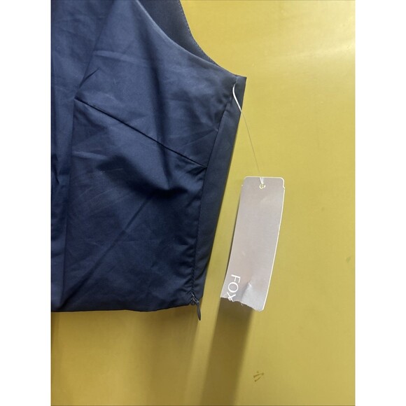 NWT Women Sleeveless Smocked Back Side Zip Square Neck Crop Top Size M Navy - Picture 5 of 7